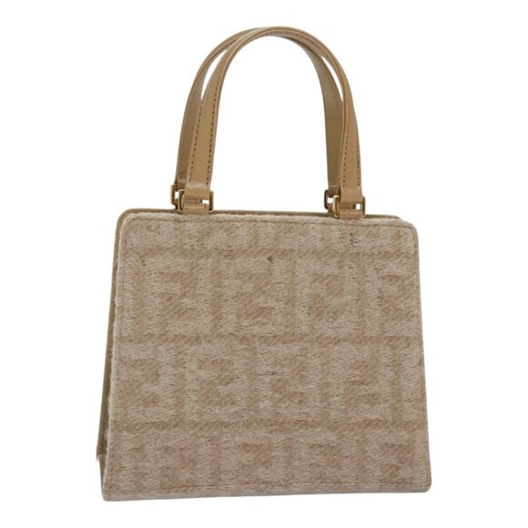 Fendi Handbags - FENDI Zucca Canvas Hand Bag Beige Gold Auth 93833AV